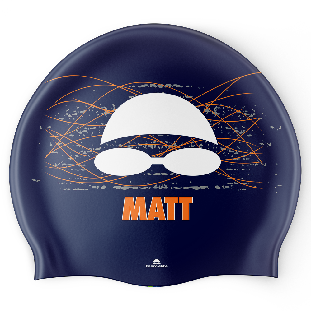 'Name' Swim Cap - Navy