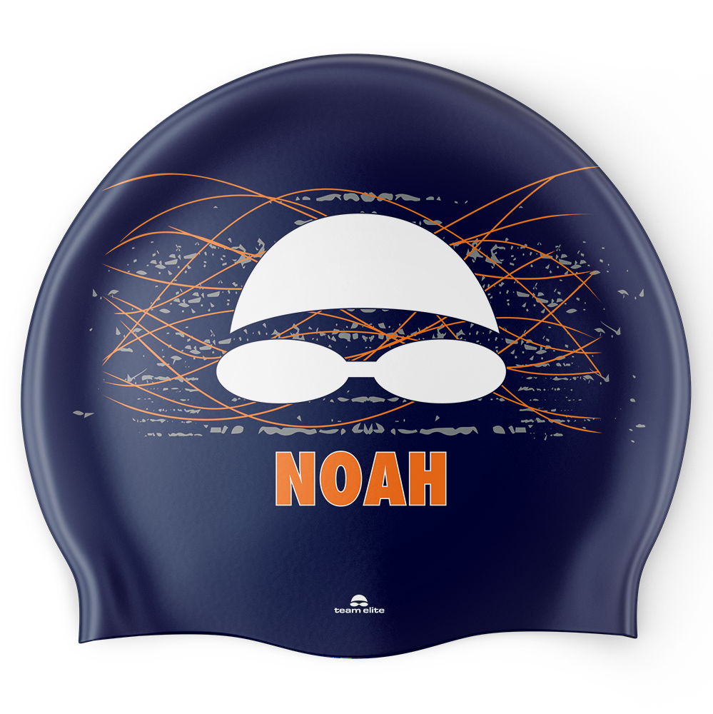 'Name' Swim Cap - Navy