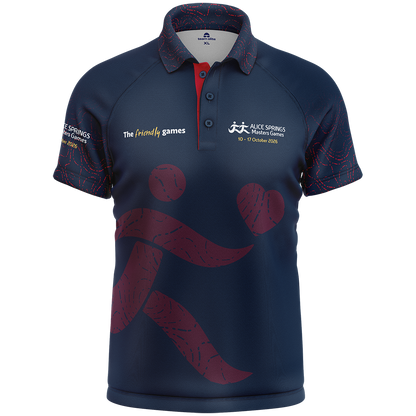 2026 ASMG Unisex Cool Dry Polo - Navy/Red