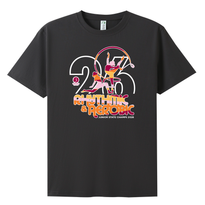 2026 GQ Rhythmic & Aerobic State Names T-Shirt - Charcoal
