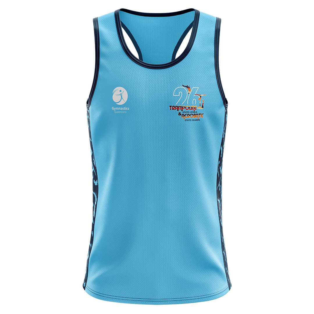 2026 GQ Trampoline & Acrobatic State Singlet - Blue