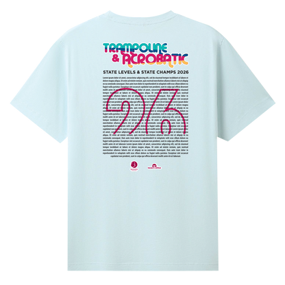 2026 GQ Trampoline & Acrobatic State Names T-Shirt - Blue
