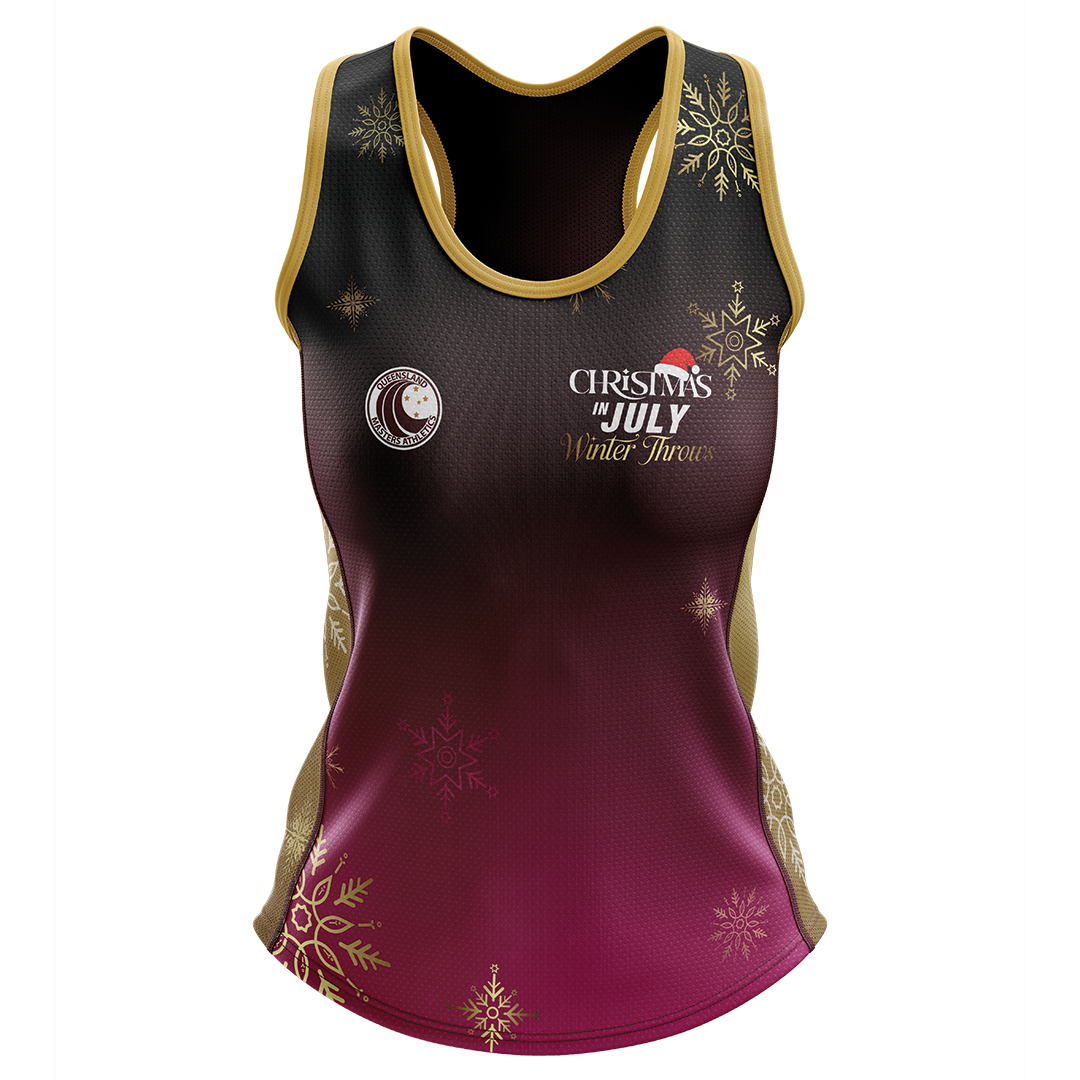 2026 QMA Christmas in July Cool Dry Singlet - Ladies Racerback