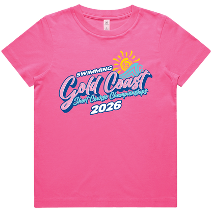 2026 Swimming Gold Coast Short Course Names T-Shirt - Pink