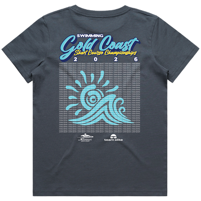2026 Swimming Gold Coast Short Course Names T-Shirt - Blue