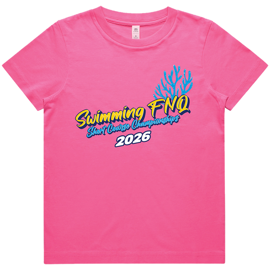 2026 Swimming FNQ Short Course Names T-Shirt - Pink