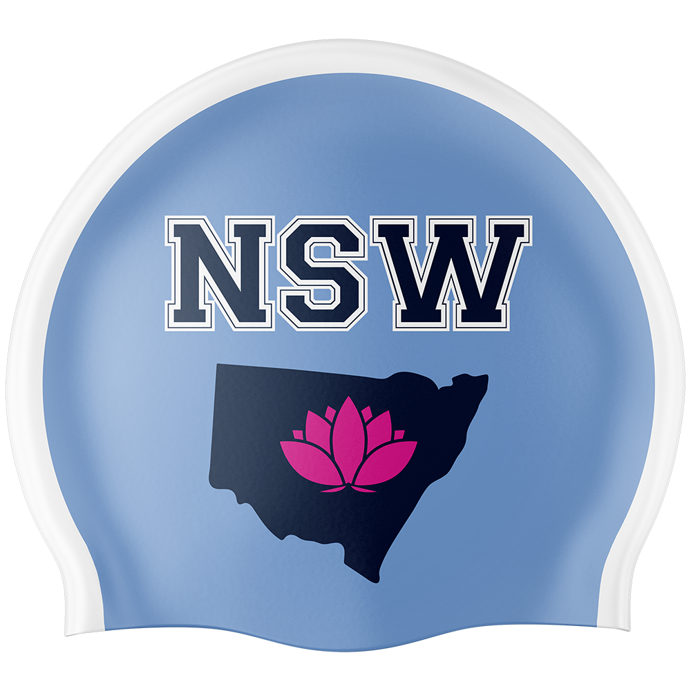 NSW Swim Cap - Blue/Pink